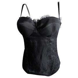 La Perla Corset Bustier Preto em Renda e Cetim Preto