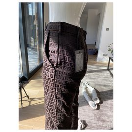 Fendi-Fendi zucca pants-Brown,Black,Dark brown