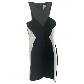 Autre Marque Mason Leder Passe Kleid Schwarz Weiß