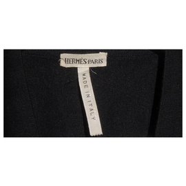 Hermès-PULL CARDIGAN SANS MANCHES HERMES VINTAGE TRÈS RARE-Noir