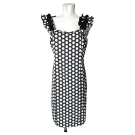 Autre Marque-Almatrichi polka dot cotton dress-Black,White