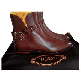 Tod's Leather Ankle Boots Dark Brown Dark brown
