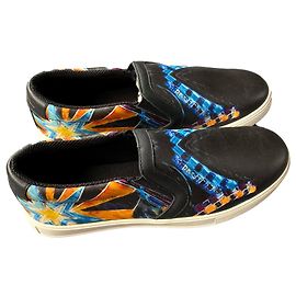 Just Cavalli Slipper aus Leder Dunkelgrau Anthrazitgrau