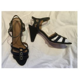 Sonia Rykiel-Strappy sandals from leather and suede-Black,Dark blue