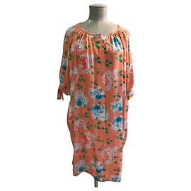 Vestido Emanuel Ungaro de seda com padrões florais laranja Laranja