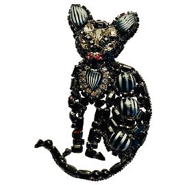 Autre Marque Broche Moans Couture fabricado en EE. UU. Negro Gris