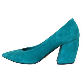 Prada-Curved heel pumps-Turquoise