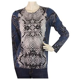 Zadig & Voltaire Deluxe Miss PT Snakeprint Top manica lunga camicetta in cashmere tg M Multicolore