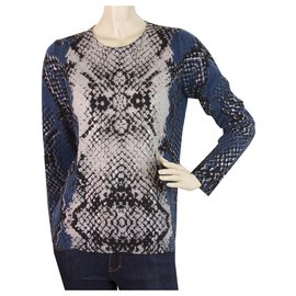 Zadig & Voltaire-Zadig & Voltaire Deluxe Miss PT Snakeprint Top manica lunga camicetta in cashmere tg M-Multicolore