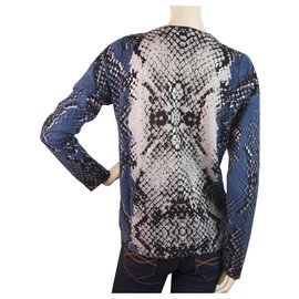 Zadig & Voltaire-Zadig & Voltaire Deluxe Miss PT Snakeprint Top manica lunga camicetta in cashmere tg M-Multicolore