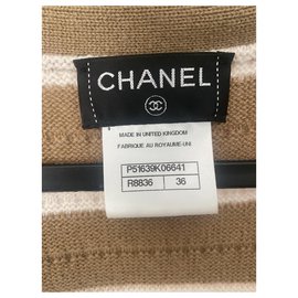 Chanel-Strickwaren-Weiß,Hellbraun