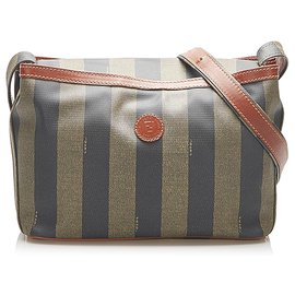 Fendi-Sac bandoulière Fendi Pequin marron-Marron,Noir