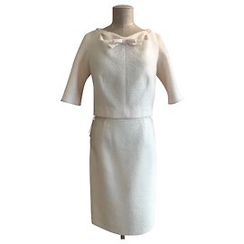 Louis Vuitton Skirt Suit Eggshell Wool Eggshell