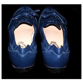 Tod's-SNIKERS BASSE SCRUNCH IN PELLE CON LACCI TOD'S-Blu