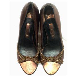 Gina-Peep toes con adornos de Gina Swarowski-Metálico,Bronce