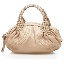 Fendi-Fendi Brown Spy Leather Handbag-Brown,Beige