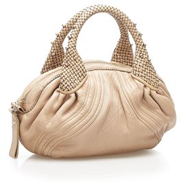 Fendi-Fendi Brown Spy Leather Handbag-Brown,Beige