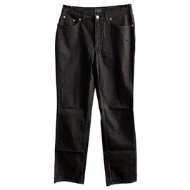 Trussardi Jeans-Vaqueros de mezclilla de algodón negros-Negro