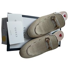 Gucci Princetown Raffia Slipper Eggshell
