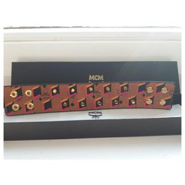 MCM Leather bracelet Brown Black Pink Orange