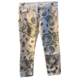 Pierre Balmain-Jeans crop con stampa bandana Pierre Cardin-Bianco,Grigio antracite