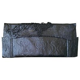 Clutch Ermanno Scervino de lã preta com renda Preto