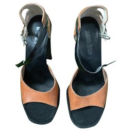 Tosca Blu Leather Platform Sandals Cognac Cognac