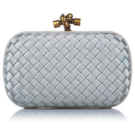 Clutch de seda con nudo blanco Intrecciato de Bottega Veneta Blanco
