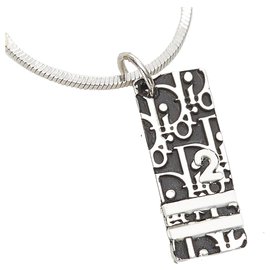 Dior-Dior Silber Dior Schräge Traber Anhänger Halskette-Silber