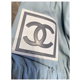 Chanel-Pantaloni, ghette-Bianco,Blu chiaro