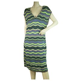 M Missoni Multicolor Signature Waves knielanges Strickkleid Größe 48 Mehrfarben