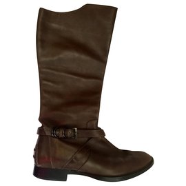 Tod's-Tod's brown leather riding boots-Brown