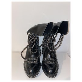Chanel Combat boots Black Leather ref.471673 - Joli Closet