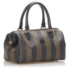 Fendi-Sac Boston Fendi Pequin Boston-Marron,Noir
