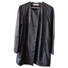 Gerard Darel-Smooth leather coat-Black