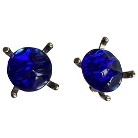 Yves Saint Laurent-YSL clip earrings-Blue