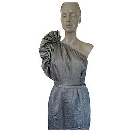 Stella Mc Cartney Stella McCartney Asymmetrisches Abendkleid Silber Seide Silber
