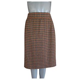 Saia Escada de cashmere com padrão houndstooth Multicor