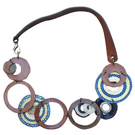 Marni collana pelle resina e cotone Multicolore