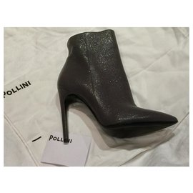 Pollini-Pollini metallic ankle boots NEW-Silvery,Grey,Metallic