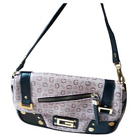 Bolsa baguette Guess rosa de algodão e couro sintético preto Rosa
