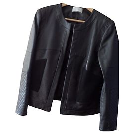Zapa jaqueta de couro acolchoada Preto