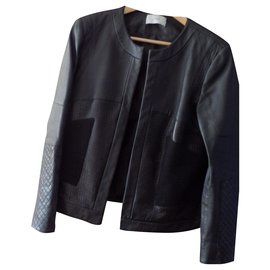 Zapa gesteppte Lederjacke Schwarz
