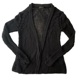 Donna Karan-Cardigan in maglia nera-Nero
