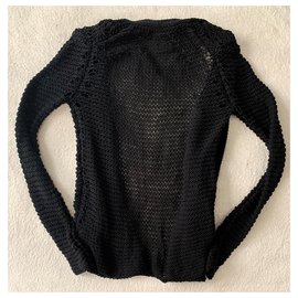 Donna Karan-Cardigan in maglia nera-Nero