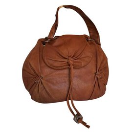 Bolsa vagabunda de couro Yves Saint Laurent Conhaque