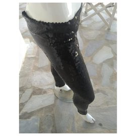 Jean Paul Gaultier-Pantalons à sequins-Noir