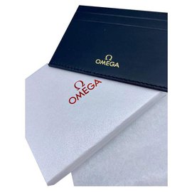 Omega-Porta-cartões de couro preto Omega + caixa-Preto