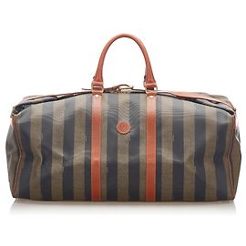 Fendi Brown Pequin Travel Bag Brown Khaki