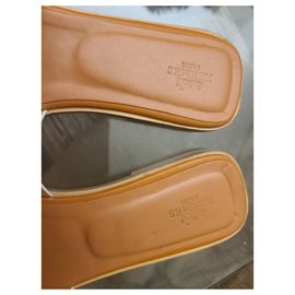 Hermès-Hermès Oran sandals-White,Bronze